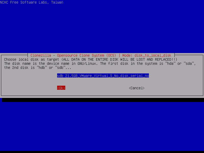 Choose Local Disk as Target Cloning