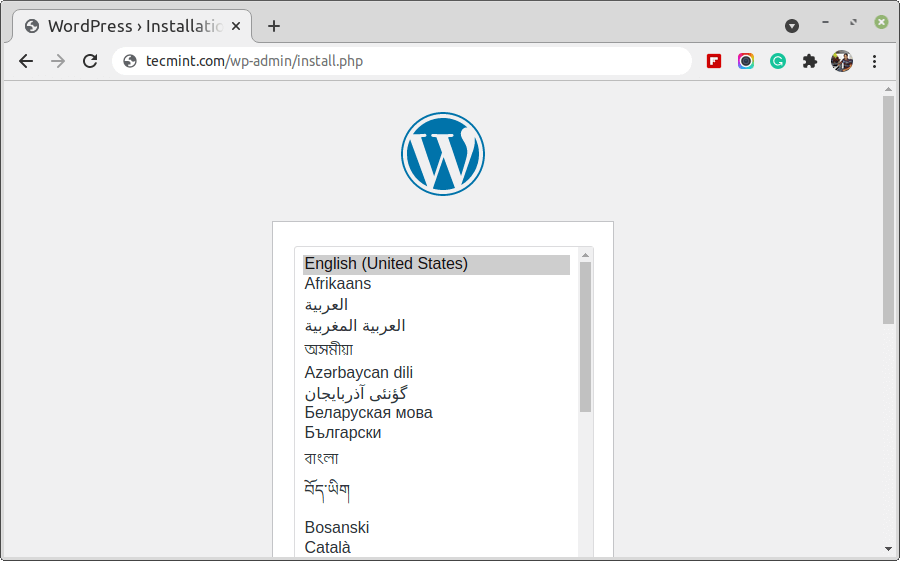 Choose WordPress Language