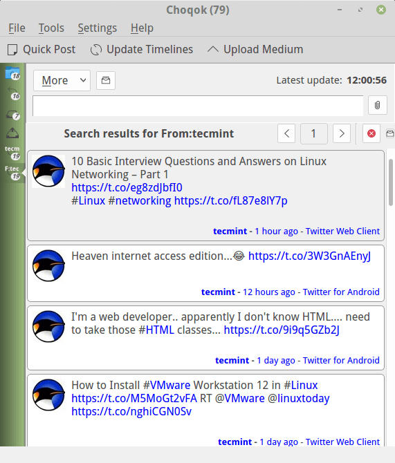 Choqok Twitter Client for Linux