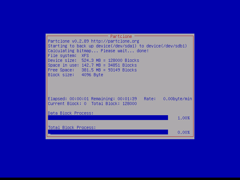 Clonezilla Linux Disk Cloning Process