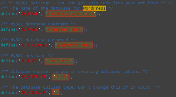 Configure WordPress MySQL Database Settings