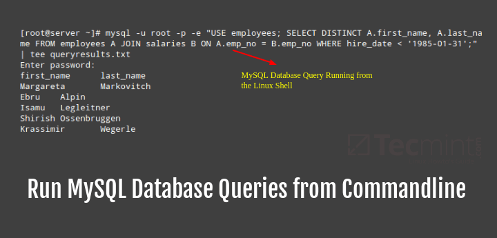 Run MySQL Database Queries from Linux Commandline