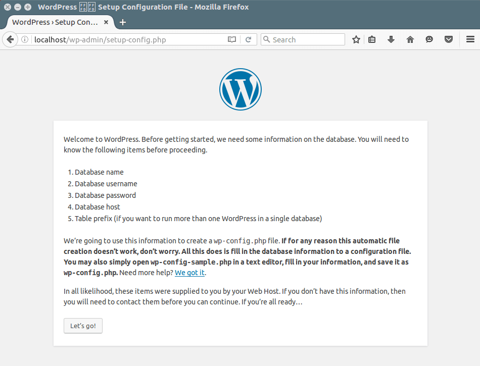  Asistente de instalación de WordPress 