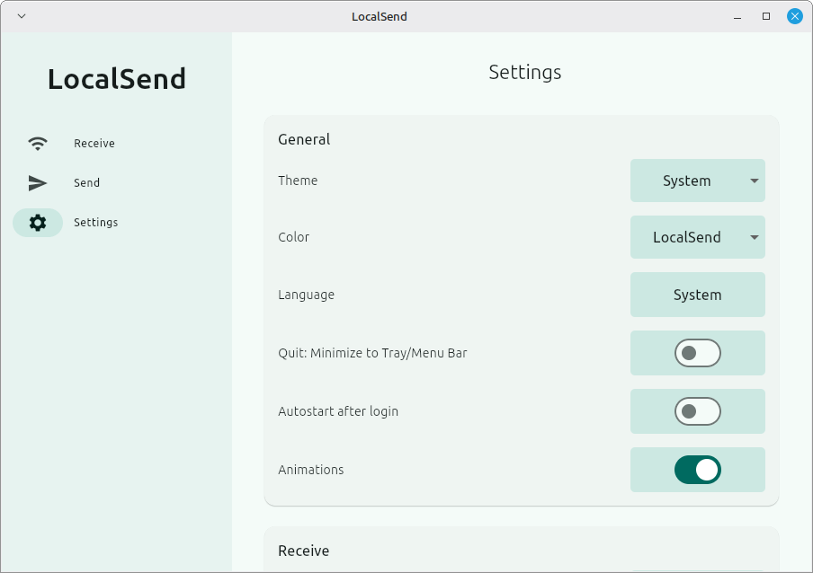 LocalSend Settings and Customization