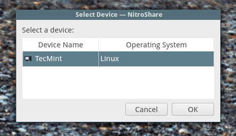  NitroShare-Dispositivos locales disponibles 
