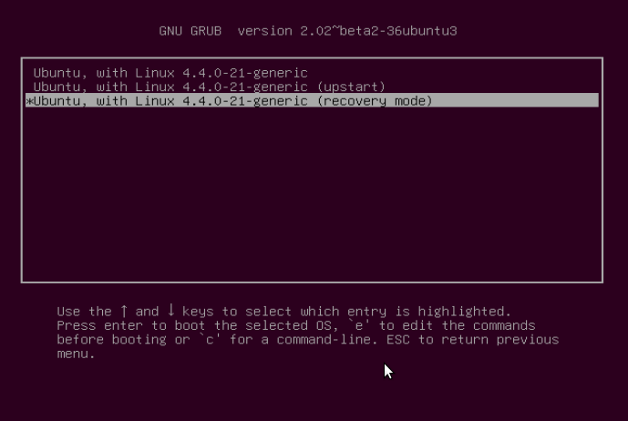 Ubuntu Recovery Mode