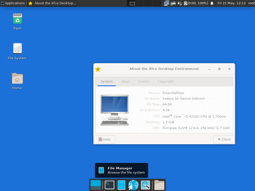 XFCE run in Fedora