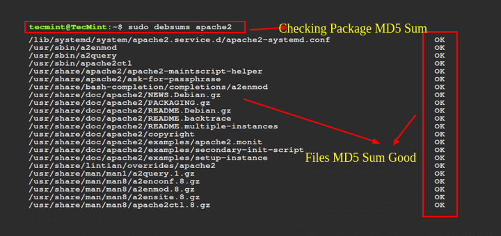 Check Package MD5sum in Debian