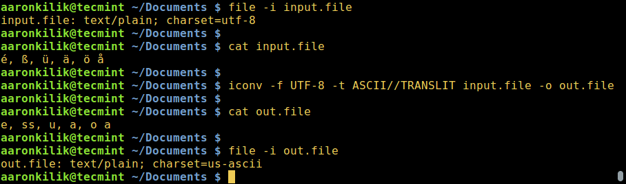 Convert UTF-8 to ASCII in Linux