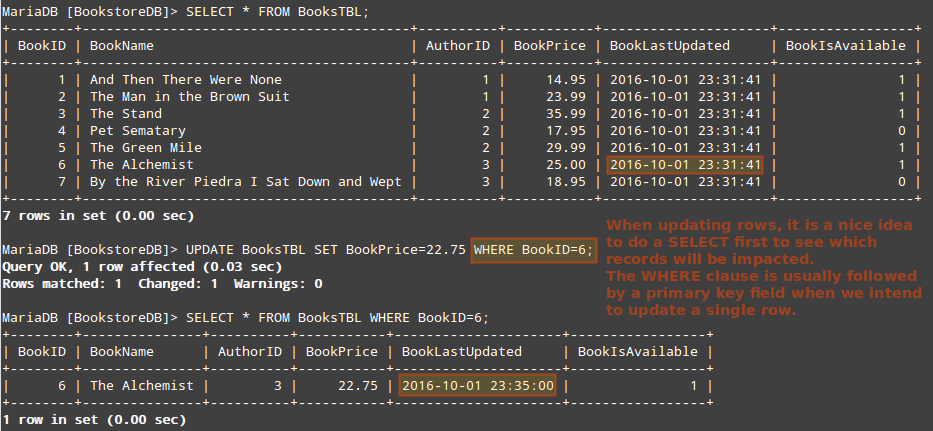 Insert and Update Database Table Record