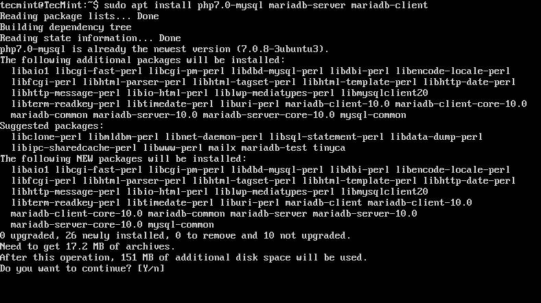 Install MariaDB in Ubuntu 16.10