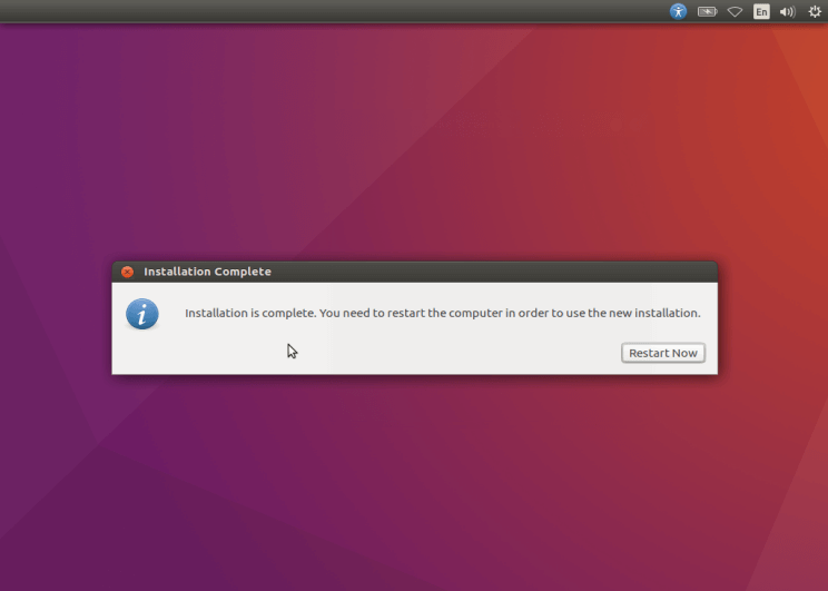 Ubuntu 16.10 Installation Completed