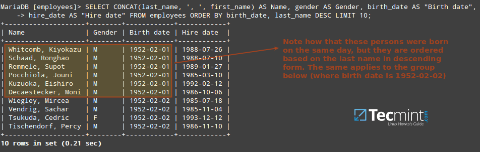 Query MySQL Table by Birth Date