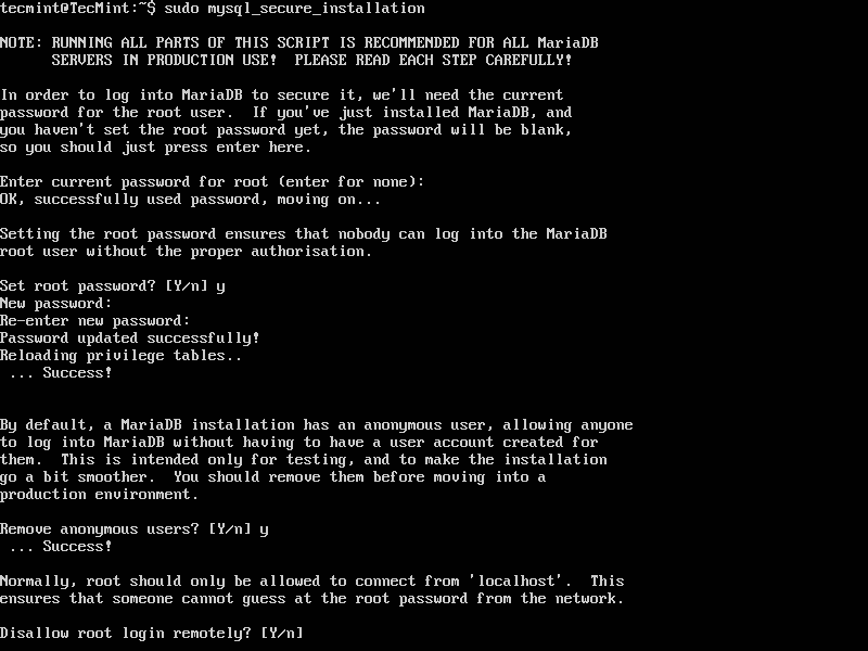 Secure MariaDB Installation in Ubuntu 16.10