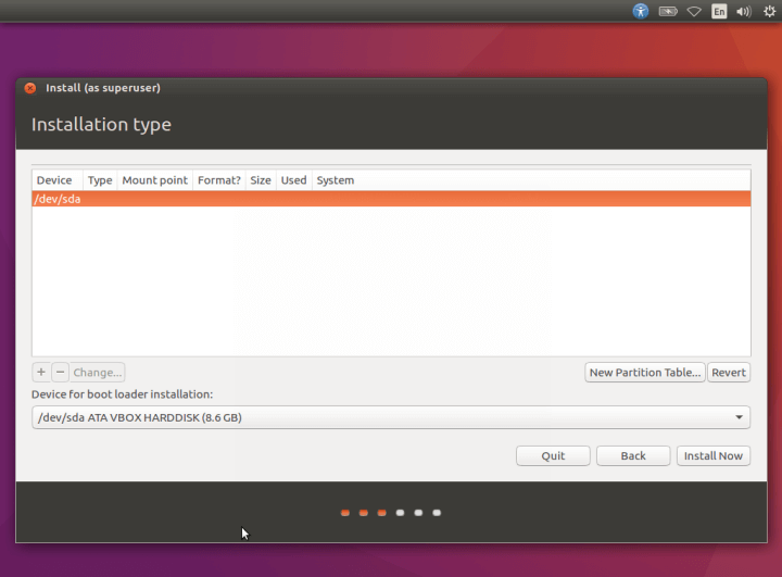 Select Installation Disk for Ubuntu 16.10