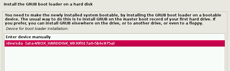  Seleccionar partición para instalar GRUB Boot Loader 