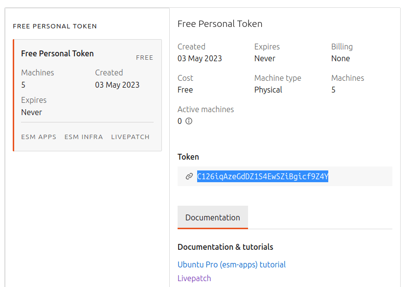 Ubuntu Livepatch Token