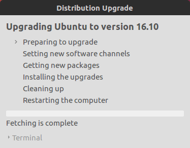 Upgrading Ubuntu to Version Ubuntu 16.10