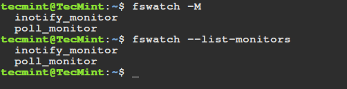 fswatch - List Monitors
