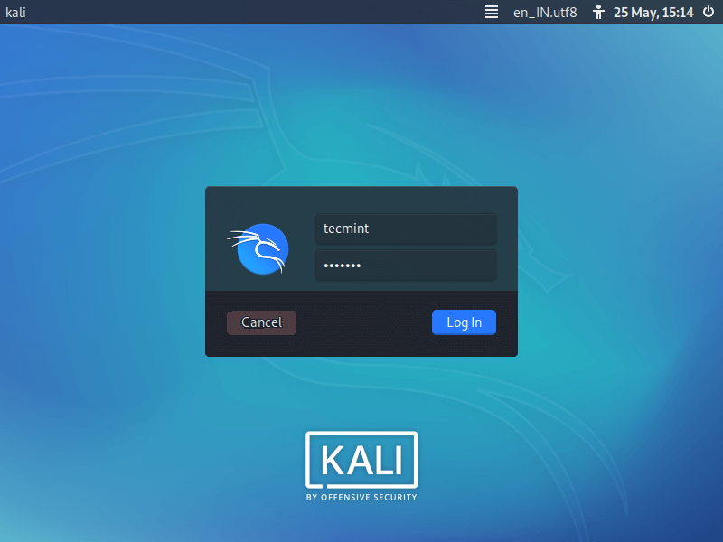 Kali Linux Login