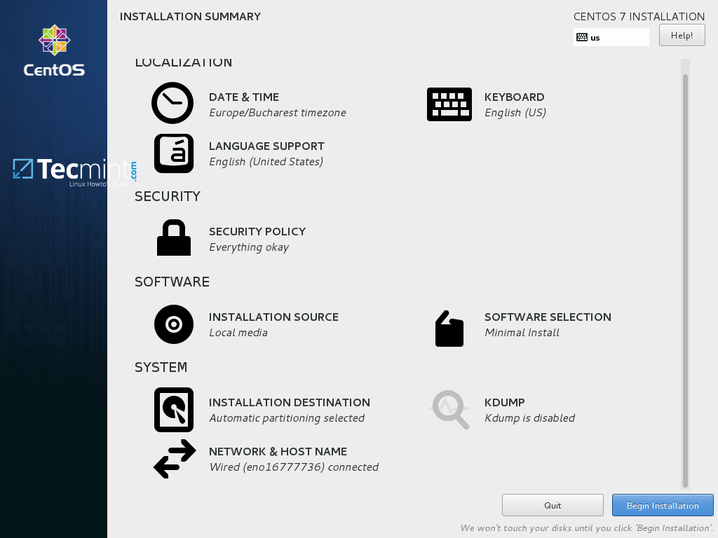 Begin CentOS 7.5 Installation Guide