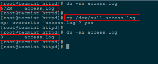 Empty file content using the dd command