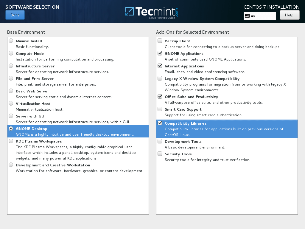 Gnome Desktop Software Selection