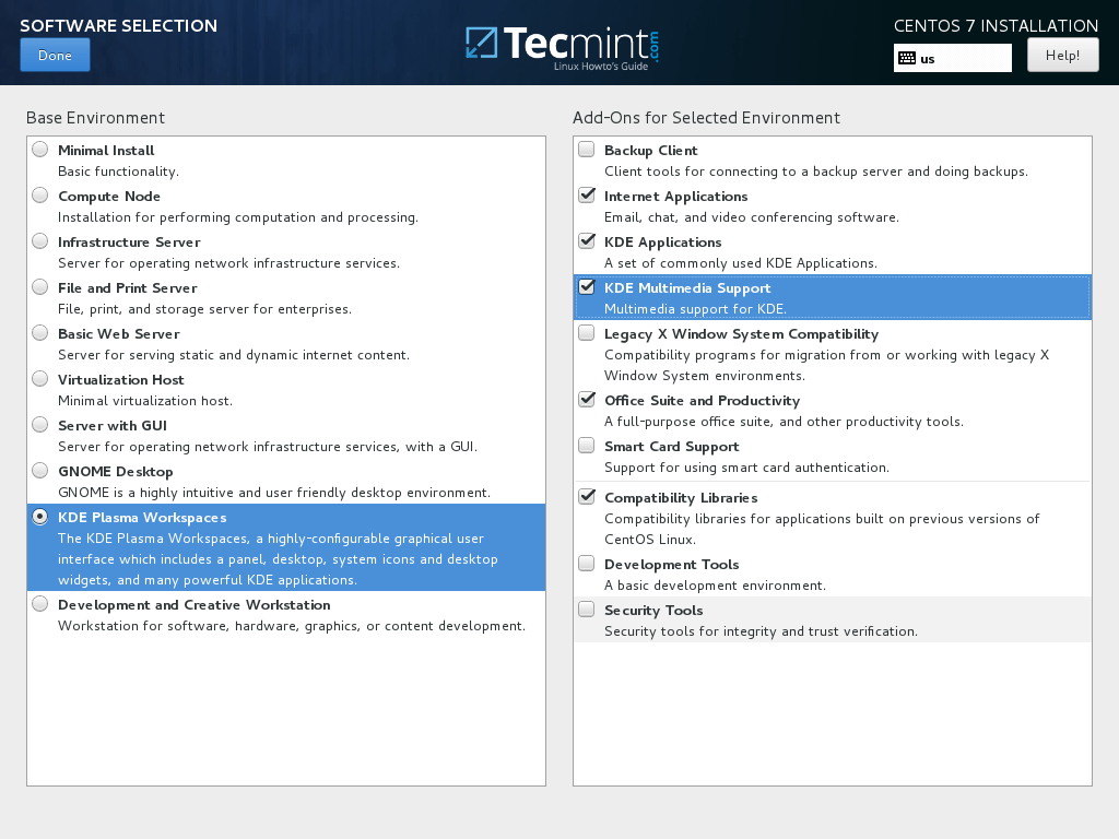 KDE Desktop Software Selection