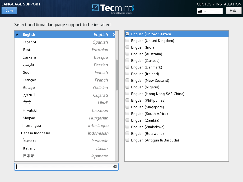 Select Language Support