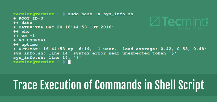 Trace Execution of Commands in Shell Script