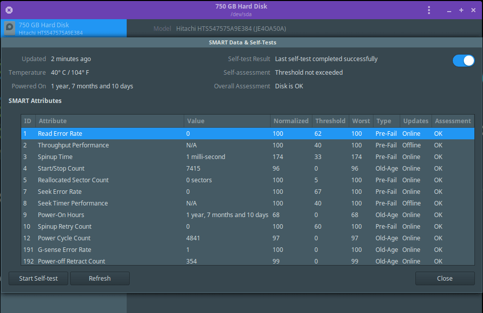 Gnome Disk Utility - Shows Data Information