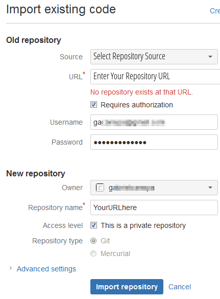 Bitbucket - Import Existing Code