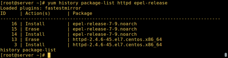 How To Use Yum History To Find Out Installed Or Removed Packages Info