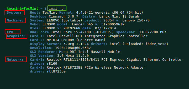 Inxi - Linux System Information Tool