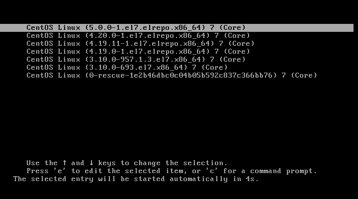 Arrancando la versión predeterminada del kernel en CentOS 7