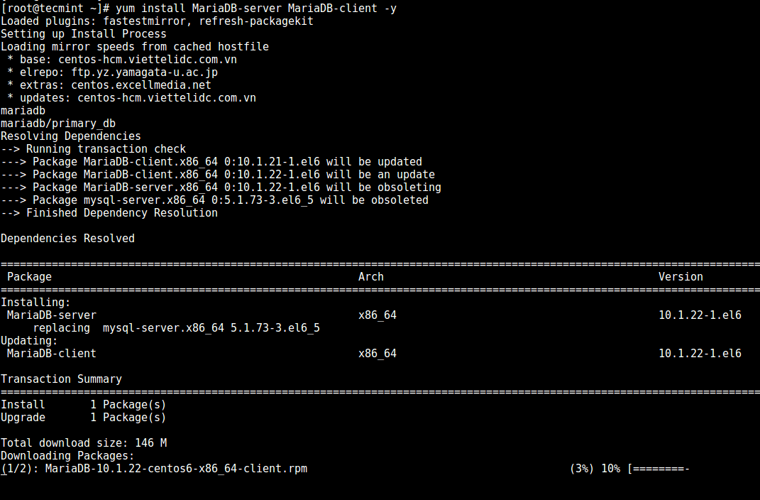 Install MariaDB in CentOS 6