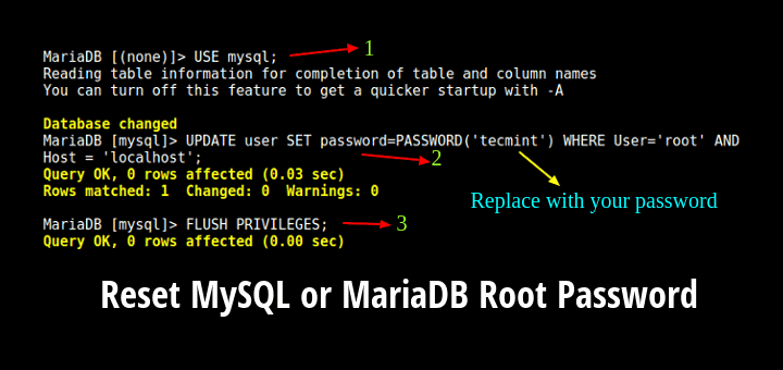 Reset MySQL or MariaDB Root Password