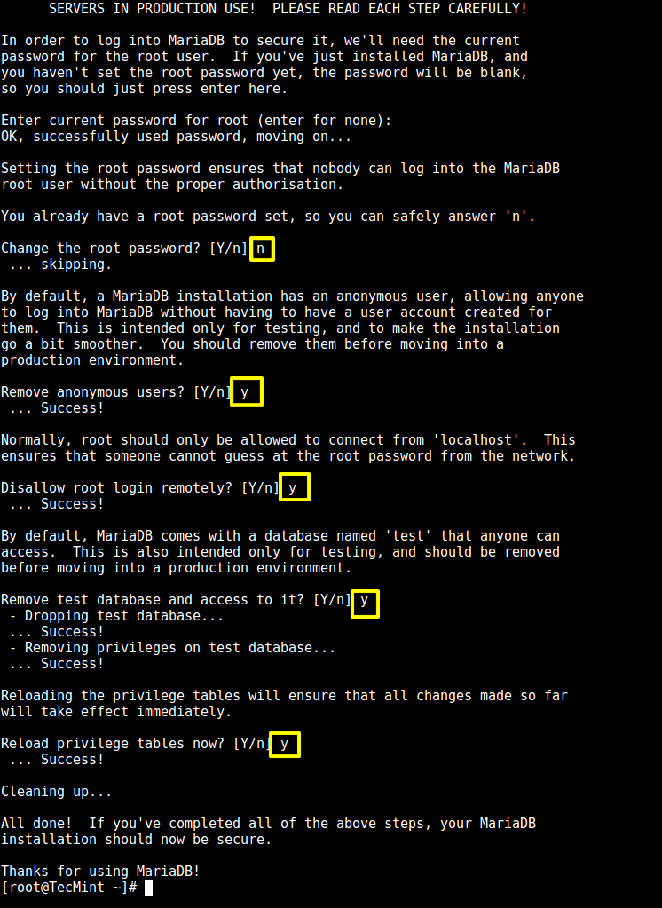 Secure MySQL in CentOS 6