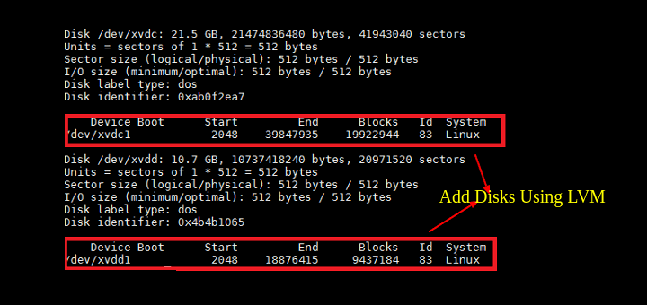 Add New Disks Using LVM to Linux
