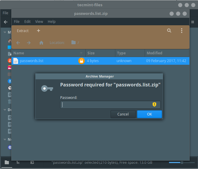 Enter Password to View Files
