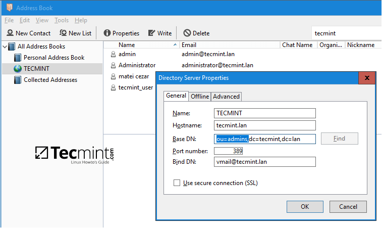 Search Contacts in Samba LDAP Database