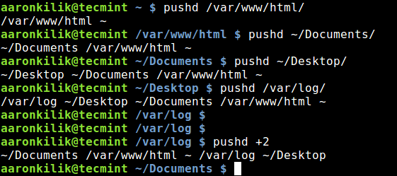 pushd - Directory Navigation with Number