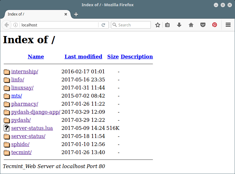 Listado de directorios de Apache