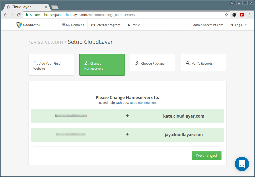 Change Website Nameservers