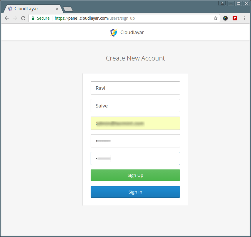 Create CloudLayar New Account