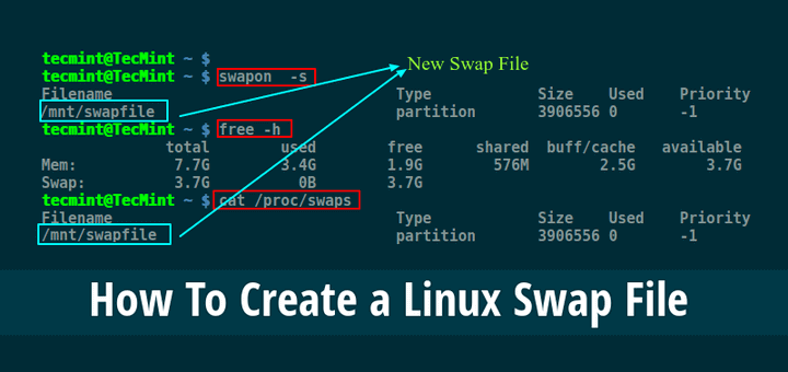 show swap statement linux