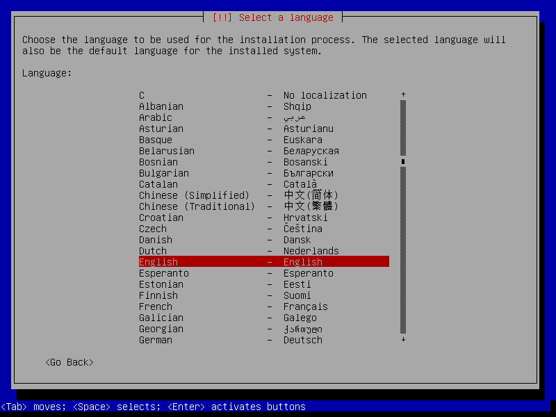 Idioma de instalación de Debian 11