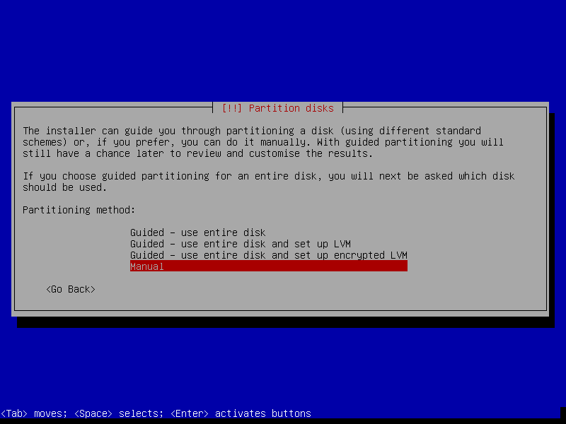 Choose Manual Partitioning