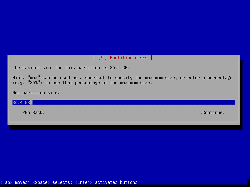 Set Root Partition Size