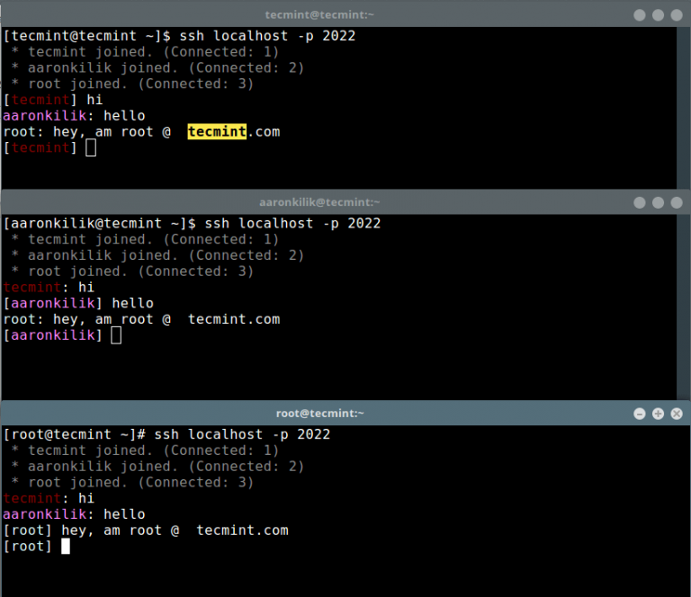 ssh-chat - Make Group/Private Chat with Other Linux Users Over SSH